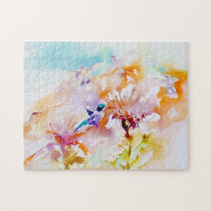 "Shadows in Pastels" Hummingbird Print Jigsaw Puzzle