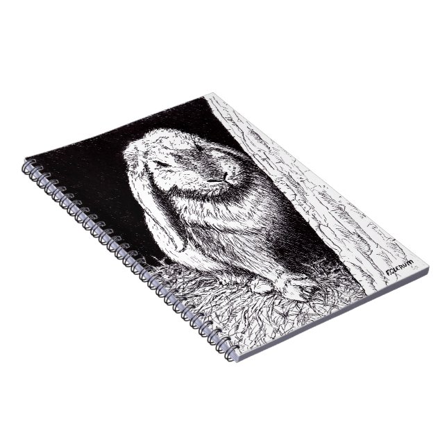 shadowy rabbit animal drawing spiral notebook (Right Side)