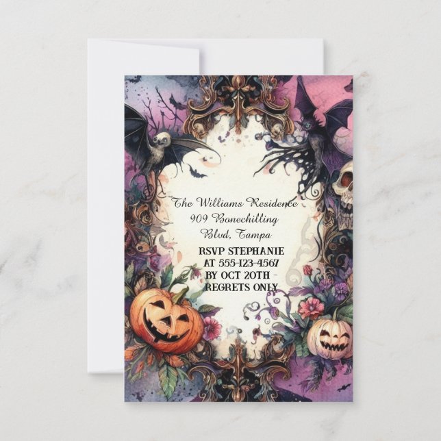 Shadowy Soiree: Bespoke Halloween Invitation (Back)