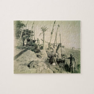 Shadufs in Upper Egypt (sepia photo) Jigsaw Puzzle
