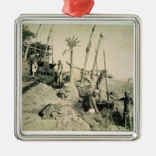 Shadufs in Upper Egypt (sepia photo) Metal Tree Decoration