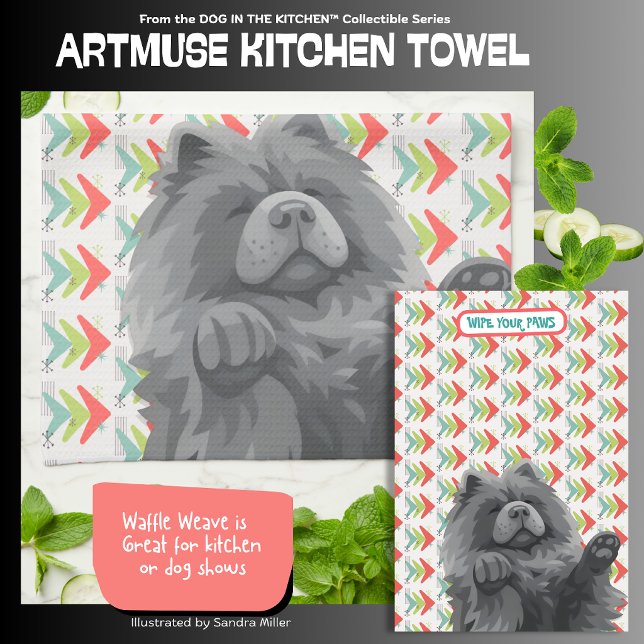 SHADY LADY -blue chow  - ArtMuse Kitchen Towels  (Creator Uploaded)