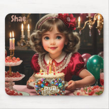 SHAE ~ Vintage Birthday Girl ~ Mousepad