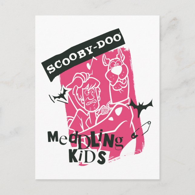Shaggy and Scooby-Doo Meddling Kids Punk Outline Postcard (Front)