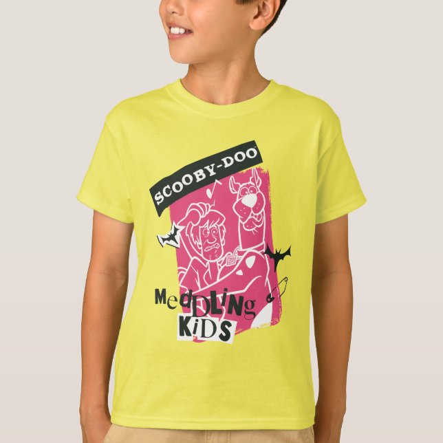 Shaggy and Scooby-Doo Meddling Kids Punk Outline T-Shirt (Front)
