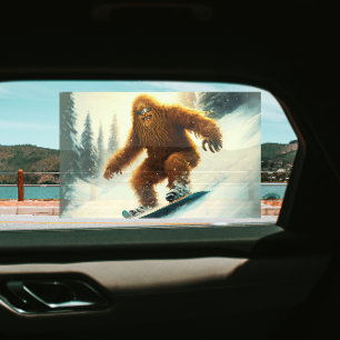 Shaggy Bigfoot Snowboarding Snowy Slope Sun Shade