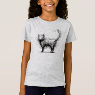 Shaggy Cat Funny Minimalist T-Shirt