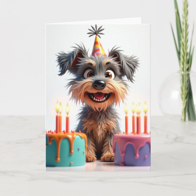 Shaggy Dog Cake Birthday Card (Front)