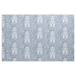 Shaggy Dog Pattern Custom Background Colour Fabric