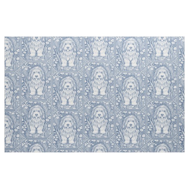 Shaggy Dog Pattern Custom Background Colour Fabric (Fat Quarter)