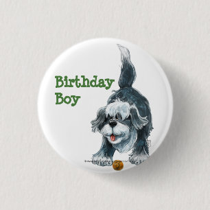 Shaggy Sheep Dog Party Centre 3 Cm Round Badge