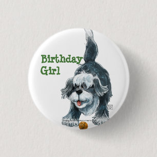 Shaggy Sheep Dog Party Centre 3 Cm Round Badge