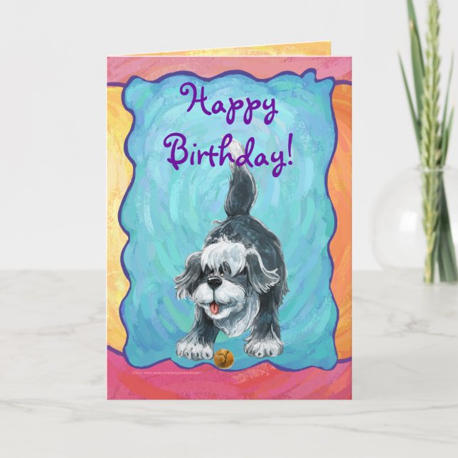 Shaggy Sheep Dog Party Centre Card (Front)