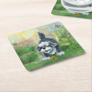 Shaggy Sheep Dog Square Paper Coaster
