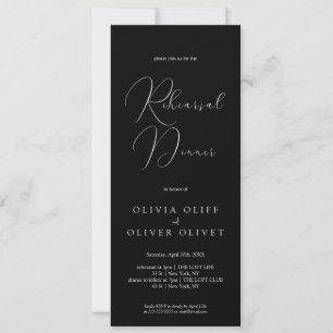 Shailene Black and White Rehearsal Dinner Invitation