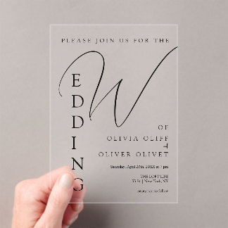 Shailene Black Wedding Acrylic Invitations