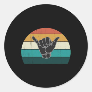 Shaka And Surf Sign - Cool Vintage Surfer Surfing  Classic Round Sticker