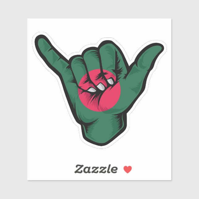 Shaka Hand Bangladesh Flag Good Vibes Sticker (Sheet)
