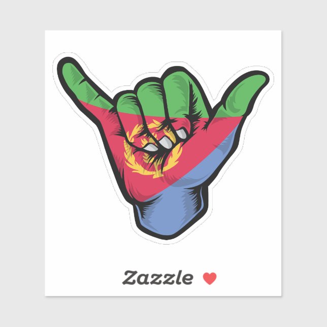 Shaka Hand Eritrea Flag Good Vibes Sticker (Sheet)