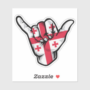 Shaka Hand Georgia Flag Good Vibes Sticker