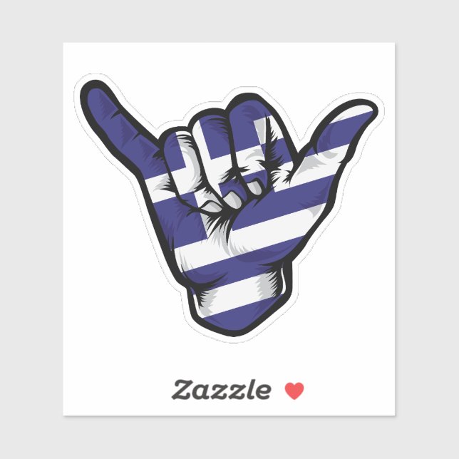Shaka Hand Greece Flag Good Vibes Sticker (Sheet)