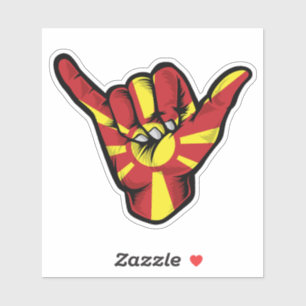 Shaka Hand Macedonia Flag Good Vibes Sticker