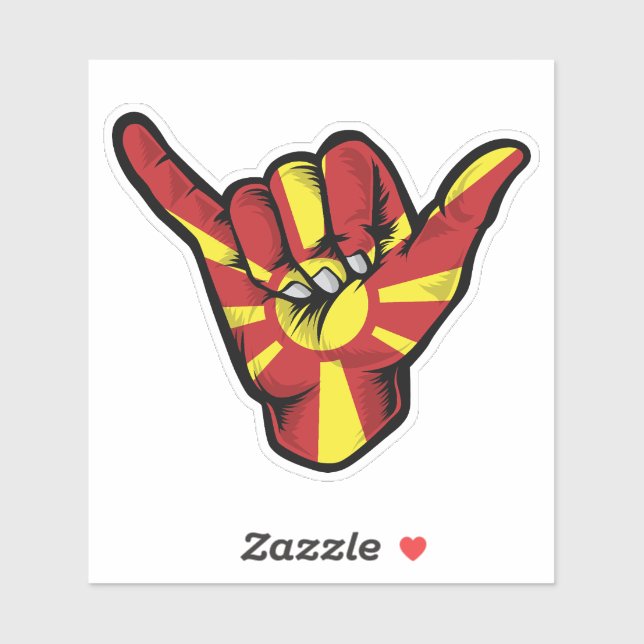 Shaka Hand Macedonia Flag Good Vibes Sticker (Sheet)