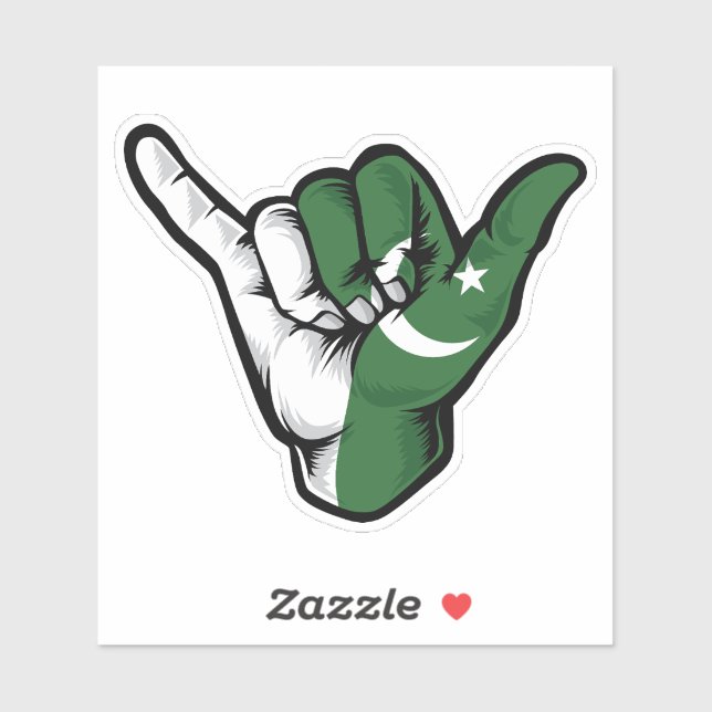 Shaka Hand Pakistan Flag Good Vibes Sticker (Sheet)