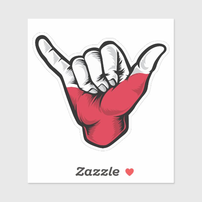 Shaka Hand Poland Flag Good Vibes Sticker (Sheet)