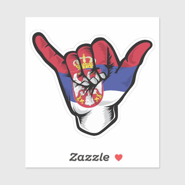 Shaka Hand Serbia Flag Good Vibes Sticker (Sheet)
