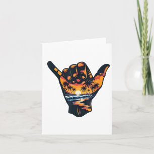 Shaka Hand Sign Aloha Surfing Surf Summer Vacation Card