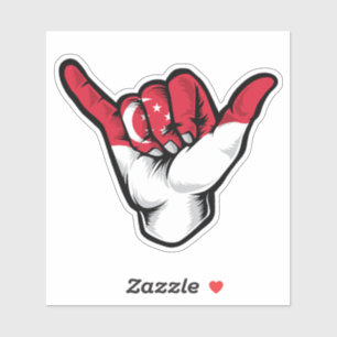 Shaka Hand Singapore Flag Good Vibes Sticker
