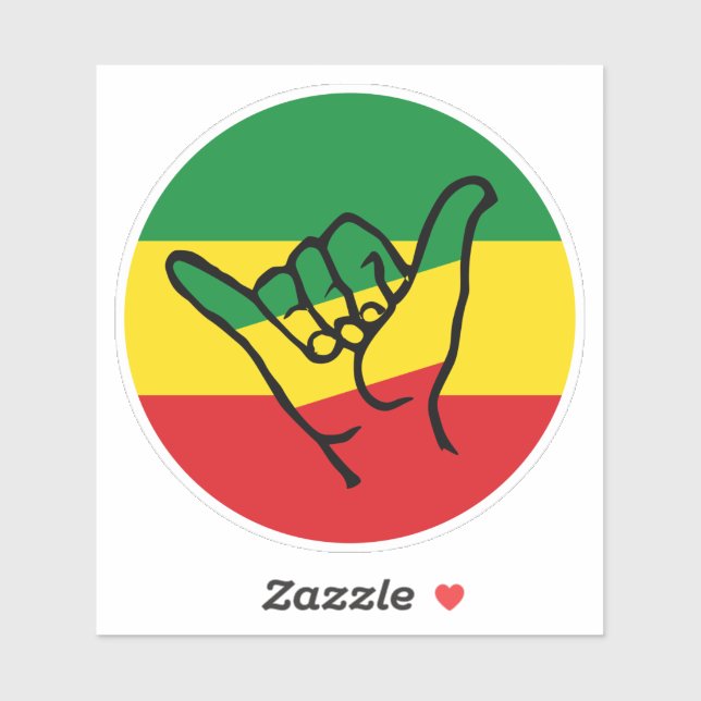 Shaka Hand With Reggae Colors (Sheet)
