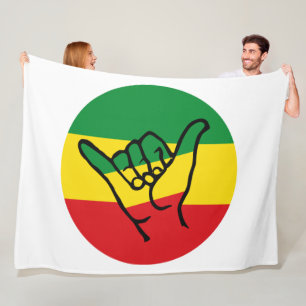 Shaka Hand With Reggae Colors Fleece Blanket