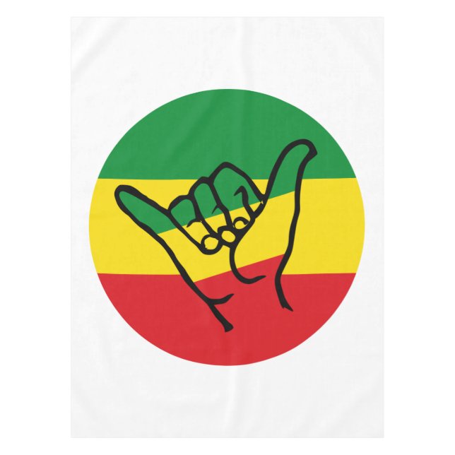 Shaka Hand With Reggae Colors Tablecloth (Front)