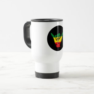 Shaka Hands With Reggae Colours Travel Mug