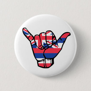 Shaka Hawaii Flag 6 Cm Round Badge
