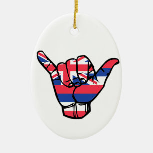 Shaka Hawaii Flag Ceramic Tree Decoration