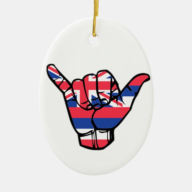 Shaka Hawaii Flag Ceramic Tree Decoration (Front)