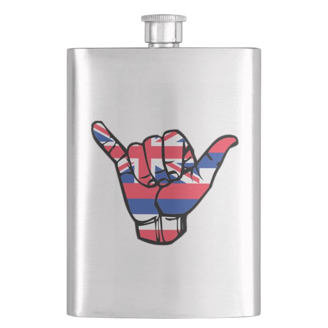 Shaka Hawaii Flag Hip Flask (Front)