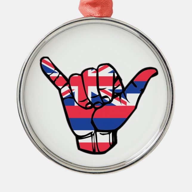 Shaka Hawaii Flag Metal Tree Decoration (Front)