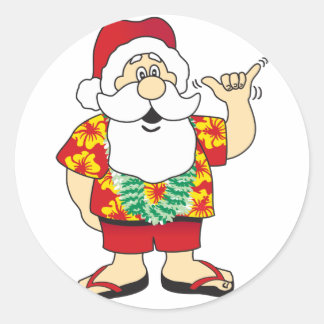 Shaka Santa Classic Round Sticker