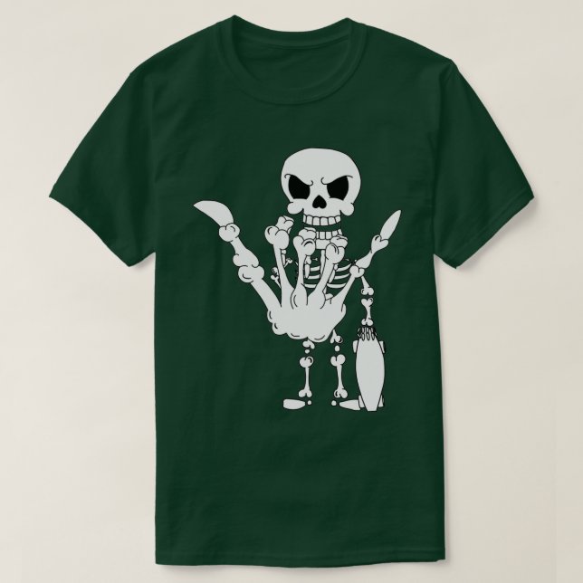 Shaka Skeleton with Skateboard T-Shirt (Design Front)