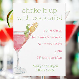Shake It Up! Pink Cosmopolitan Cocktail Party Invitation