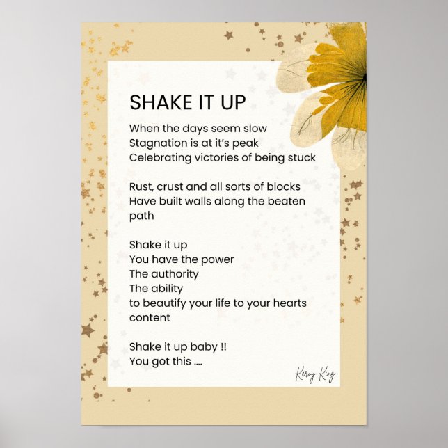 Shake It Up - Uplifting Motivational Poem Poetry Poster (Front)