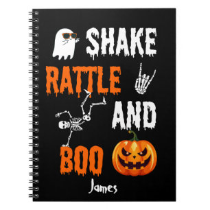 Shake, Rattle, Boo Fun Skeleton Pumpkin Halloween Notebook