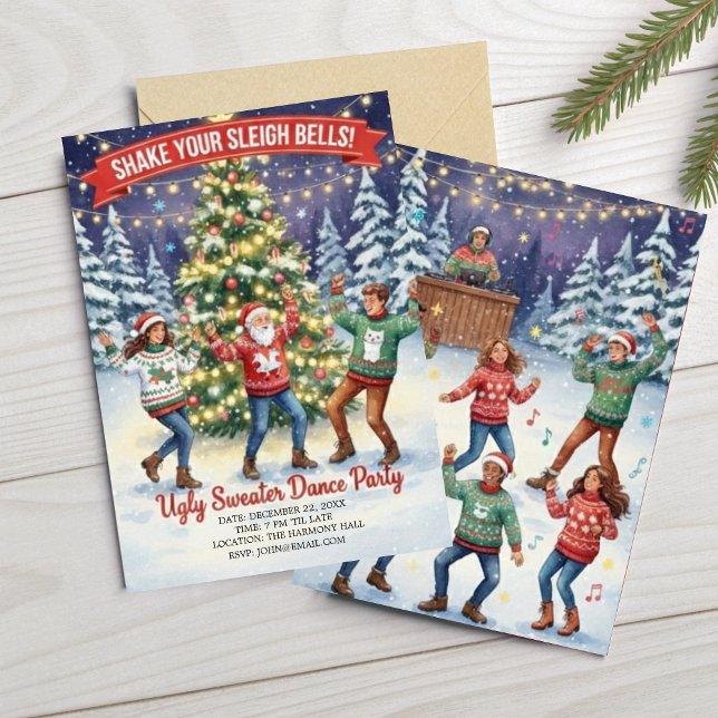 Shake Your Sleigh Bells Ugly Sweater Dance Party  Invitation (Creator Uploaded)