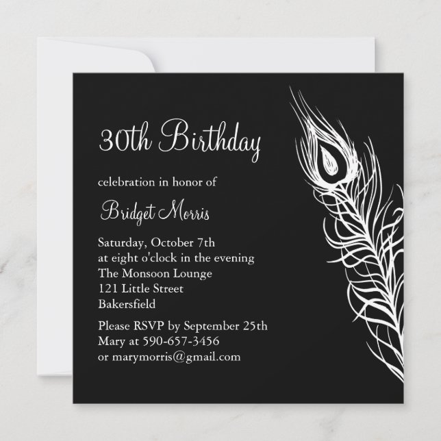 Shake Your Tail Feathers Birthday Invite (black) (Front)