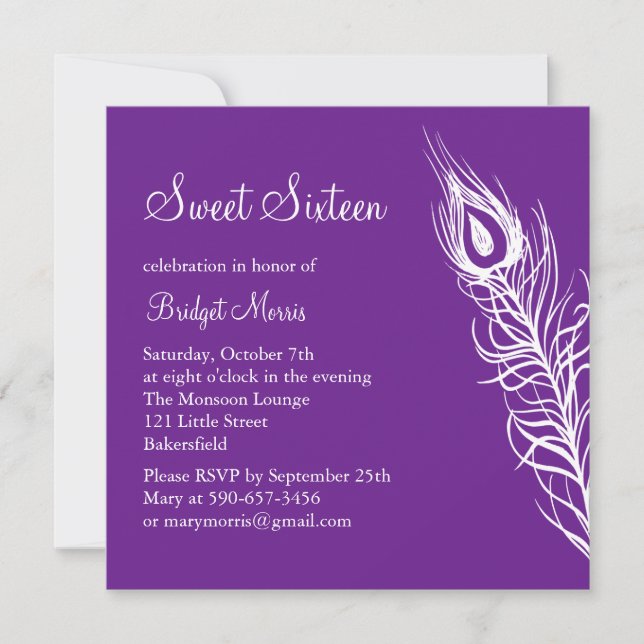 Shake Your Tail Feathers Birthday Invite (purple) (Front)