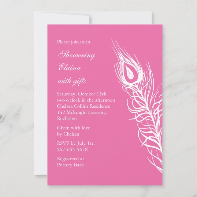 Shake your Tail Feathers Bridal Shower (pink) Invitation (Front)